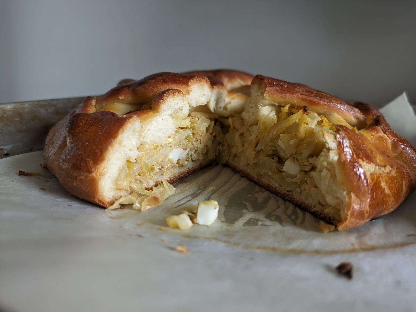 Cabbage & wild mushroom pie